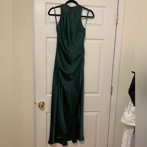 LIGHT MINDS SATIN MIDI DRESS FOREST GREEN